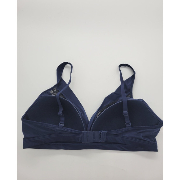 Maidenform Fit to Flirt Navy Blue Plunge All-Over Lace Wire Free Bra Size Medium - Picture 3 of 7
